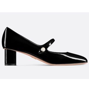 Christian Dior Jolie Black Patent Leather Maryjane Pearl Strap Heel Pump 39.5